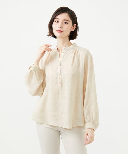 GBBGD35270 Sybilla ミックスボタンリネンブラウス
