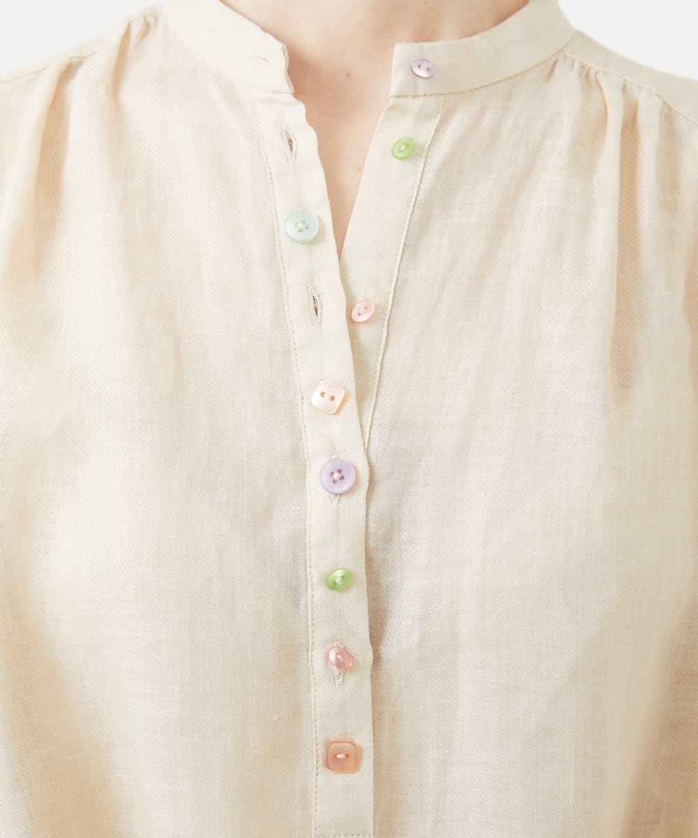 GBBGD35270 Sybilla(シビラ) ミックスボタンリネンブラウス ライトベージュ