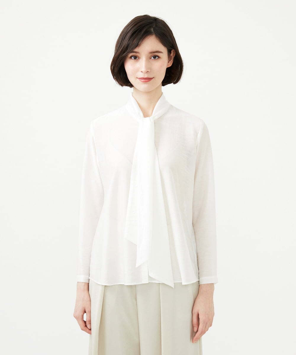 GBBGD46300 Sybilla(シビラ) シアーボウタイブラウス ホワイト