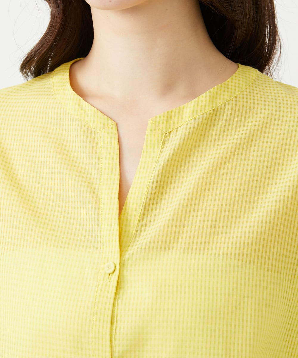 GBBGE03360 Sybilla(シビラ) ギンガム袖口リボンブラウス イエロー