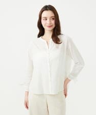 GBBGE03360 Sybilla(シビラ) ギンガム袖口リボンブラウス オフホワイト