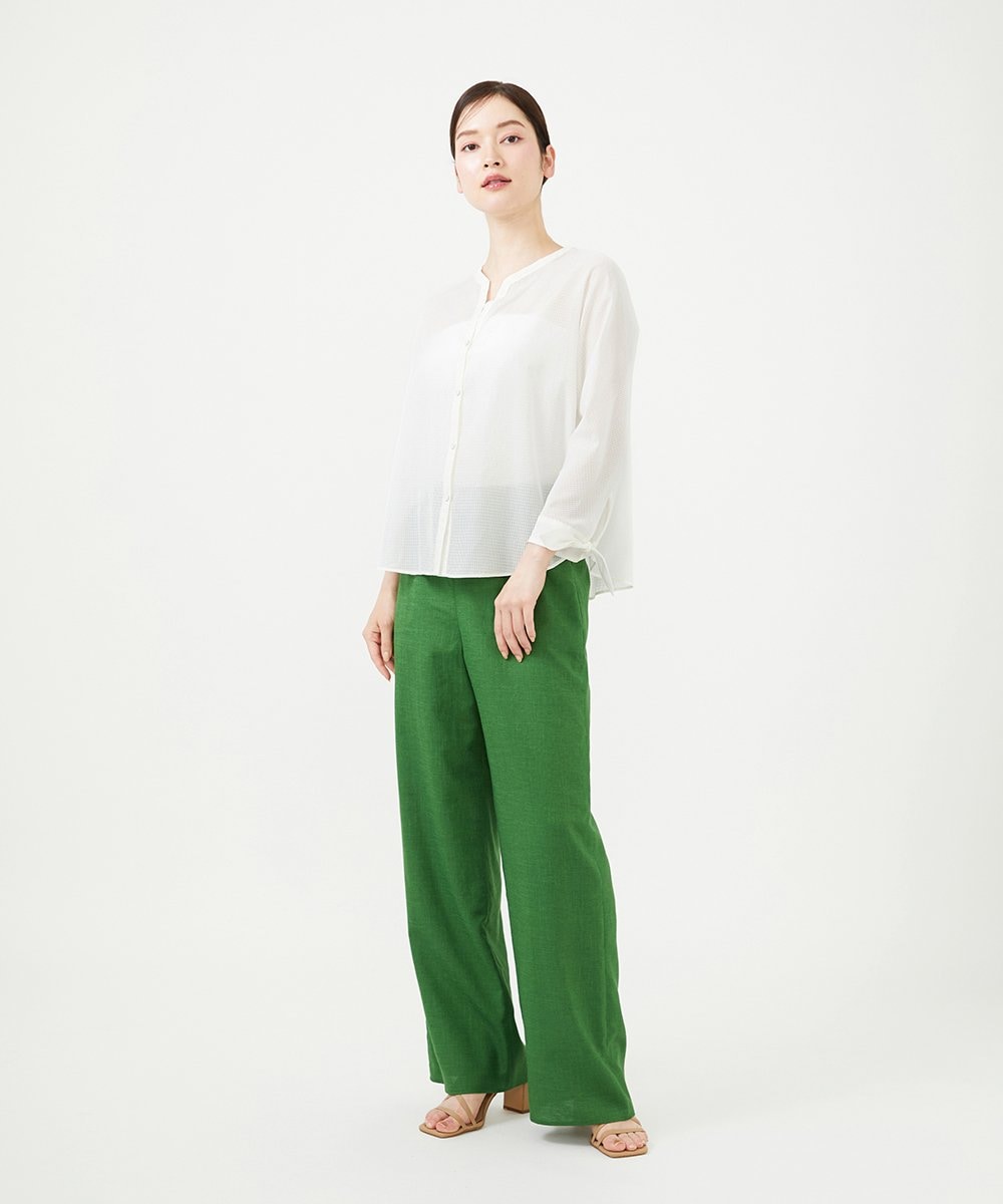 GBBGE03360 Sybilla(シビラ) ギンガム袖口リボンブラウス オフホワイト