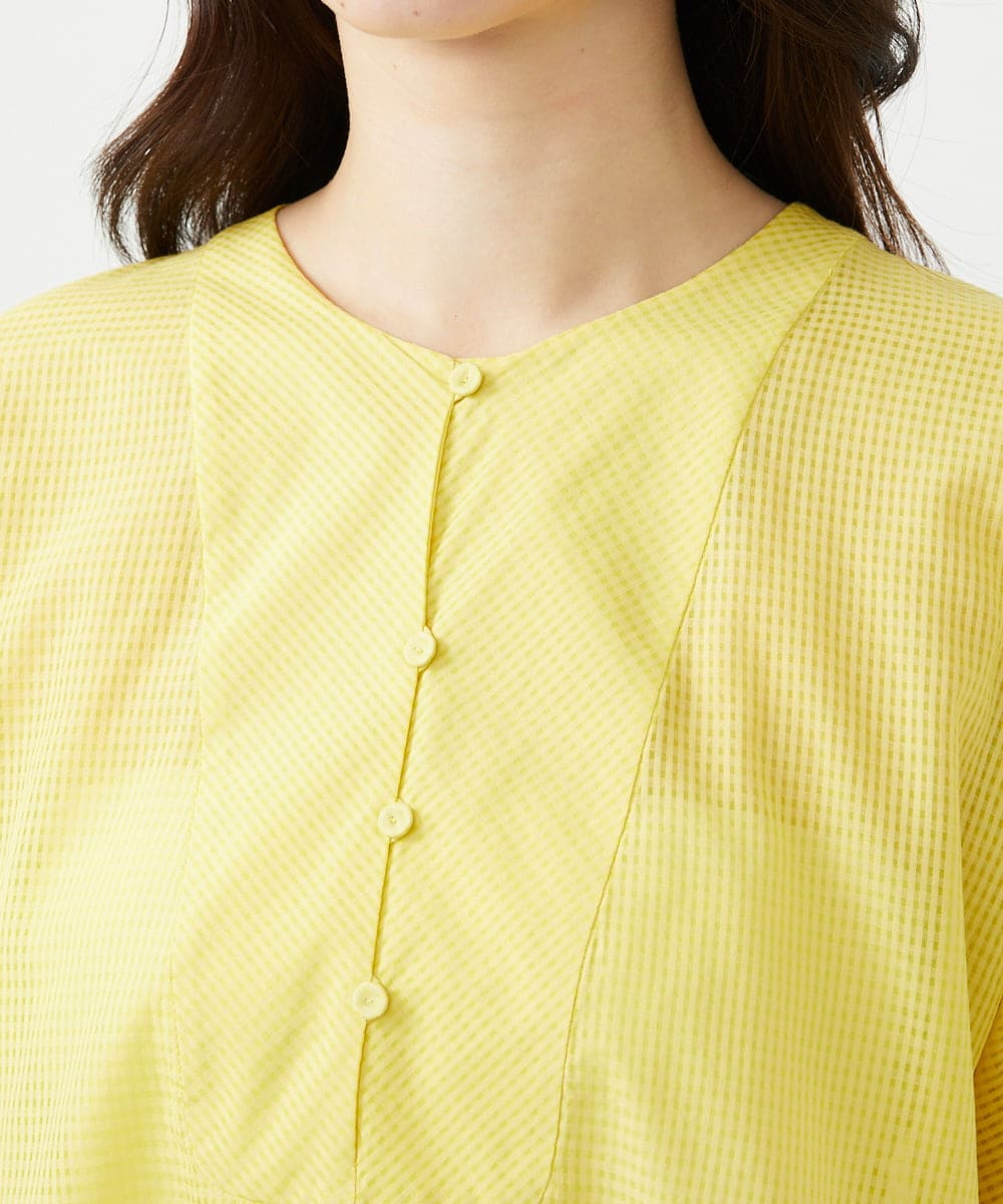 GBBGE04400 Sybilla(シビラ) ギンガムロングブラウス イエロー