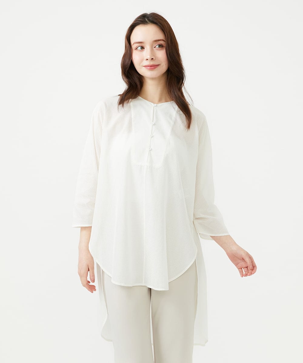 GBBGE04400 Sybilla(シビラ) ギンガムロングブラウス オフホワイト