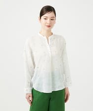 GBBGE41300 Sybilla(シビラ) ダイヤ刺繍リネンブラウス ホワイト