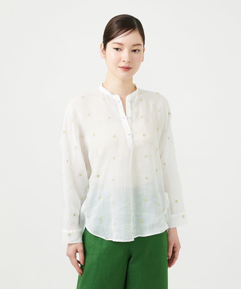 GBBGE41300 Sybilla(シビラ) ダイヤ刺繍リネンブラウス ホワイト