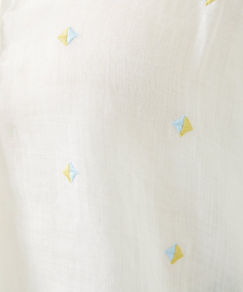 GBBGE41300 Sybilla(シビラ) ダイヤ刺繍リネンブラウス ホワイト
