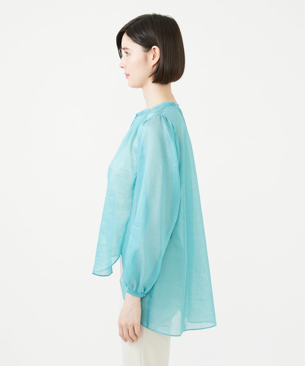 GBBGF40250 Sybilla(シビラ) フロントギャザーシアーブラウス ライトブルー