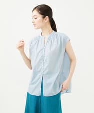 GBBHA34270 Sybilla(シビラ) 【INDIA】カディコットンフレンチスリーブブラウス ライトブルー