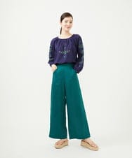 GBBHA38400 Sybilla(シビラ) 【INDIA】フラワー&ボーラー刺繍ブラウス ネイビー