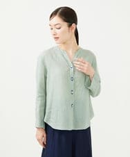 GBBHA41300 Sybilla(シビラ) リネンローンボタンホール刺繍ブラウス ライトグリーン