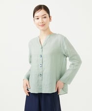 GBBHA41300 Sybilla(シビラ) リネンローンボタンホール刺繍ブラウス ライトグリーン