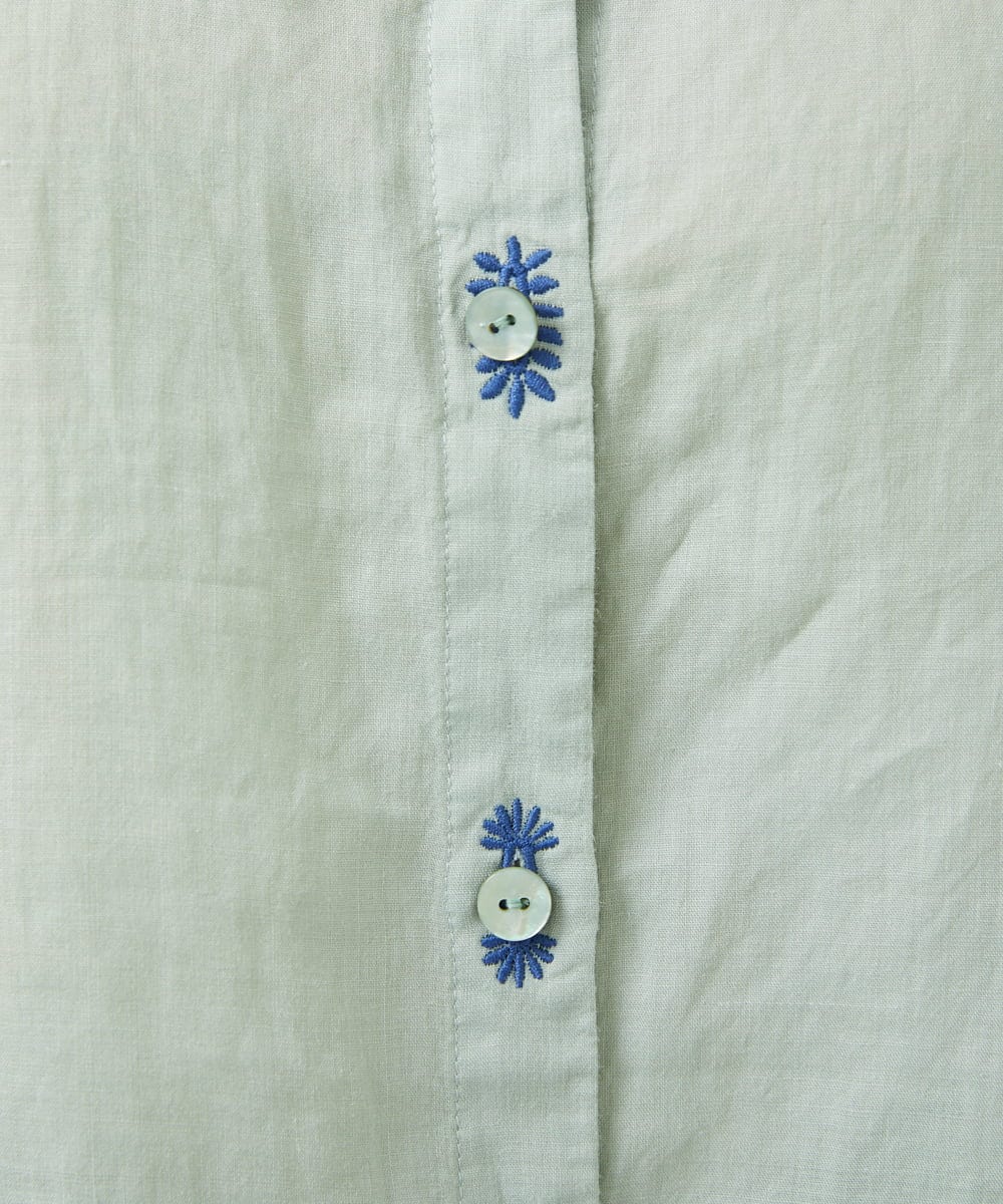 GBBHA41300 Sybilla(シビラ) リネンローンボタンホール刺繍ブラウス ライトグリーン