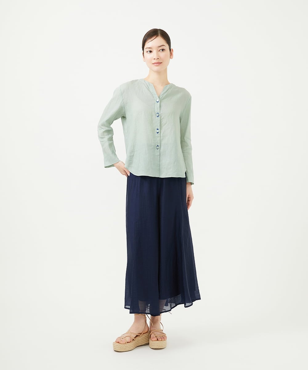 GBBHA41300 Sybilla(シビラ) リネンローンボタンホール刺繍ブラウス ライトグリーン