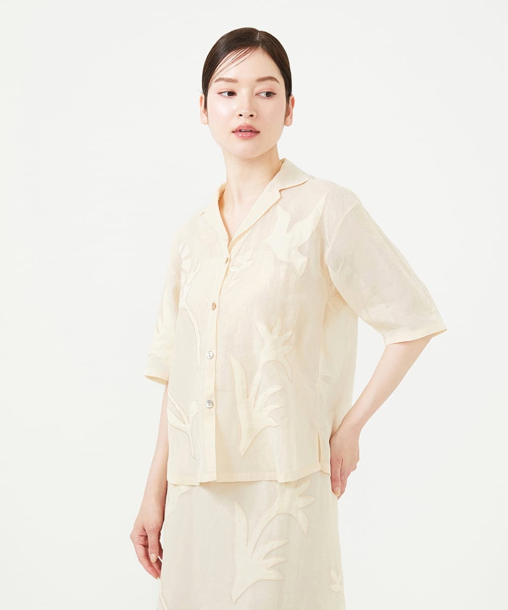 GBBHD03540 Sybilla(シビラ) アップリケシアーシャツ ベージュ