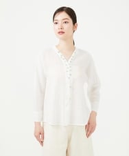 GBBHD31300 Sybilla(シビラ) リネンローンVネックボタンブラウス ホワイト
