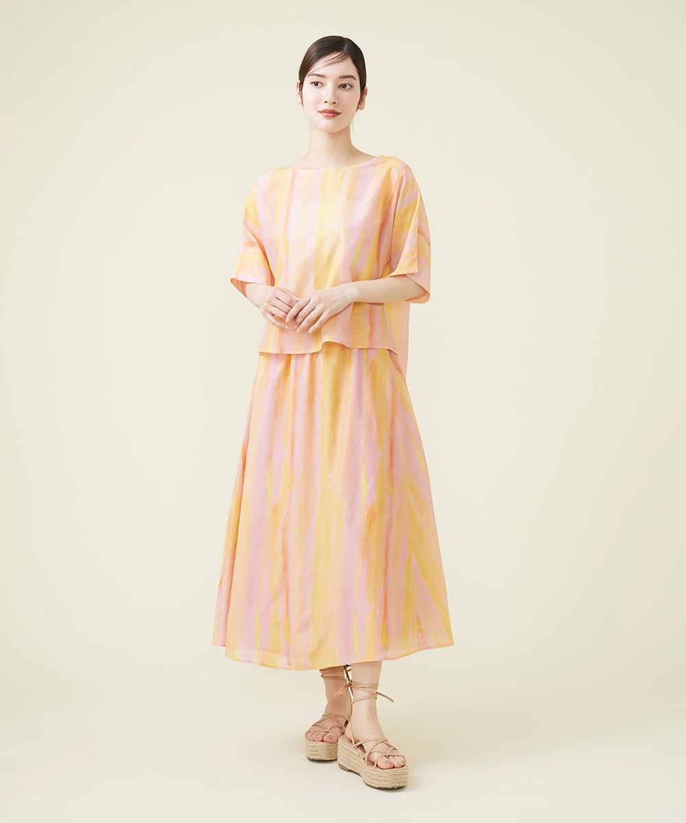 GBBHS86300 Sybilla(シビラ) コットンシルクプリントブラウス オレンジ