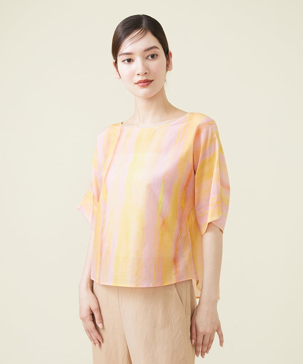 GBBHS86300 Sybilla(シビラ) コットンシルクプリントブラウス オレンジ