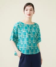 GBBHS86300 Sybilla(シビラ) コットンシルクプリントブラウス ブルー