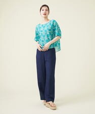 GBBHS86300 Sybilla(シビラ) コットンシルクプリントブラウス ブルー