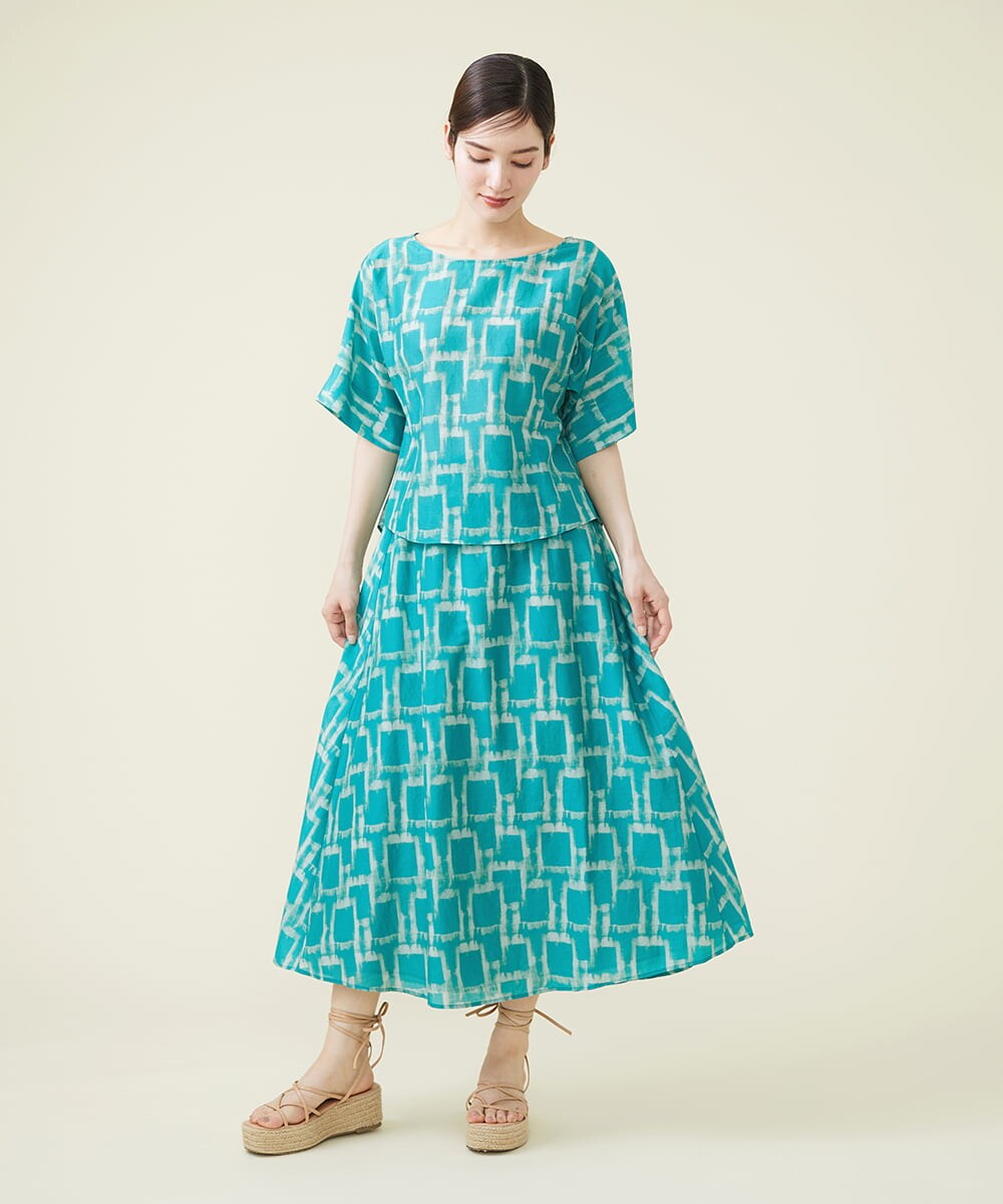 GBBHS86300 Sybilla(シビラ) コットンシルクプリントブラウス ブルー