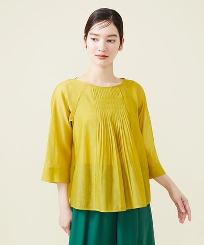 GBBHS87250 Sybilla コットンシルクオーガンジープリーツデザインブラウス