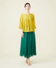 GBBHS87250 Sybilla(シビラ) コットンシルクオーガンジープリーツデザインブラウス イエロー