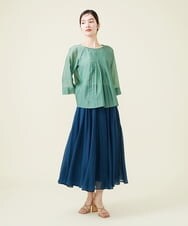 GBBHS87250 Sybilla(シビラ) コットンシルクオーガンジープリーツデザインブラウス グリーン