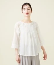 GBBHS87250 Sybilla(シビラ) コットンシルクオーガンジープリーツデザインブラウス ホワイト