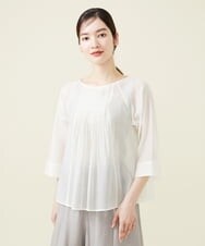 GBBHS87250 Sybilla(シビラ) コットンシルクオーガンジープリーツデザインブラウス ホワイト