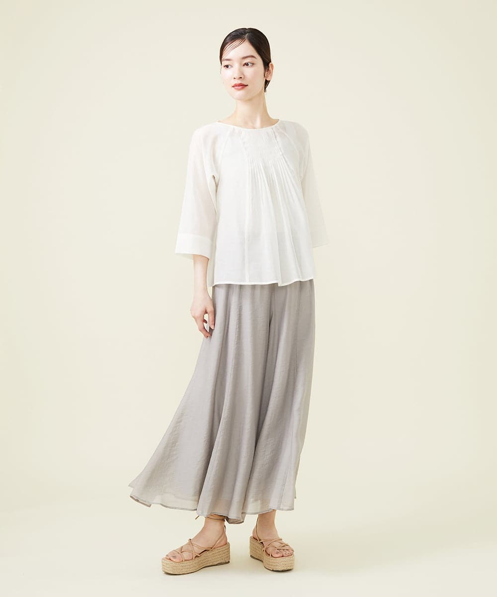GBBHS87250 Sybilla(シビラ) コットンシルクオーガンジープリーツデザインブラウス ホワイト