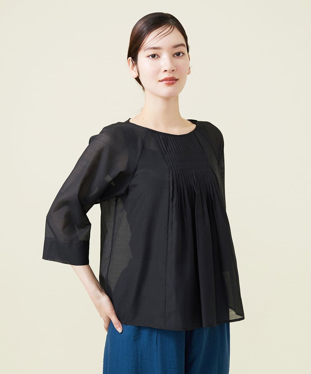 GBBHS87250 Sybilla(シビラ) コットンシルクオーガンジープリーツデザインブラウス ブラック
