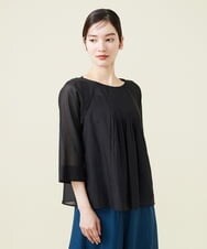 GBBHS87250 Sybilla(シビラ) コットンシルクオーガンジープリーツデザインブラウス ブラック