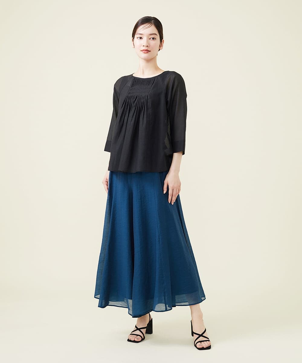 GBBHS87250 Sybilla(シビラ) コットンシルクオーガンジープリーツデザインブラウス ブラック