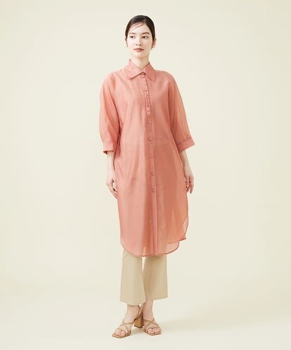 GBBHS88360  コットンシルクオーガンジーロングシャツ