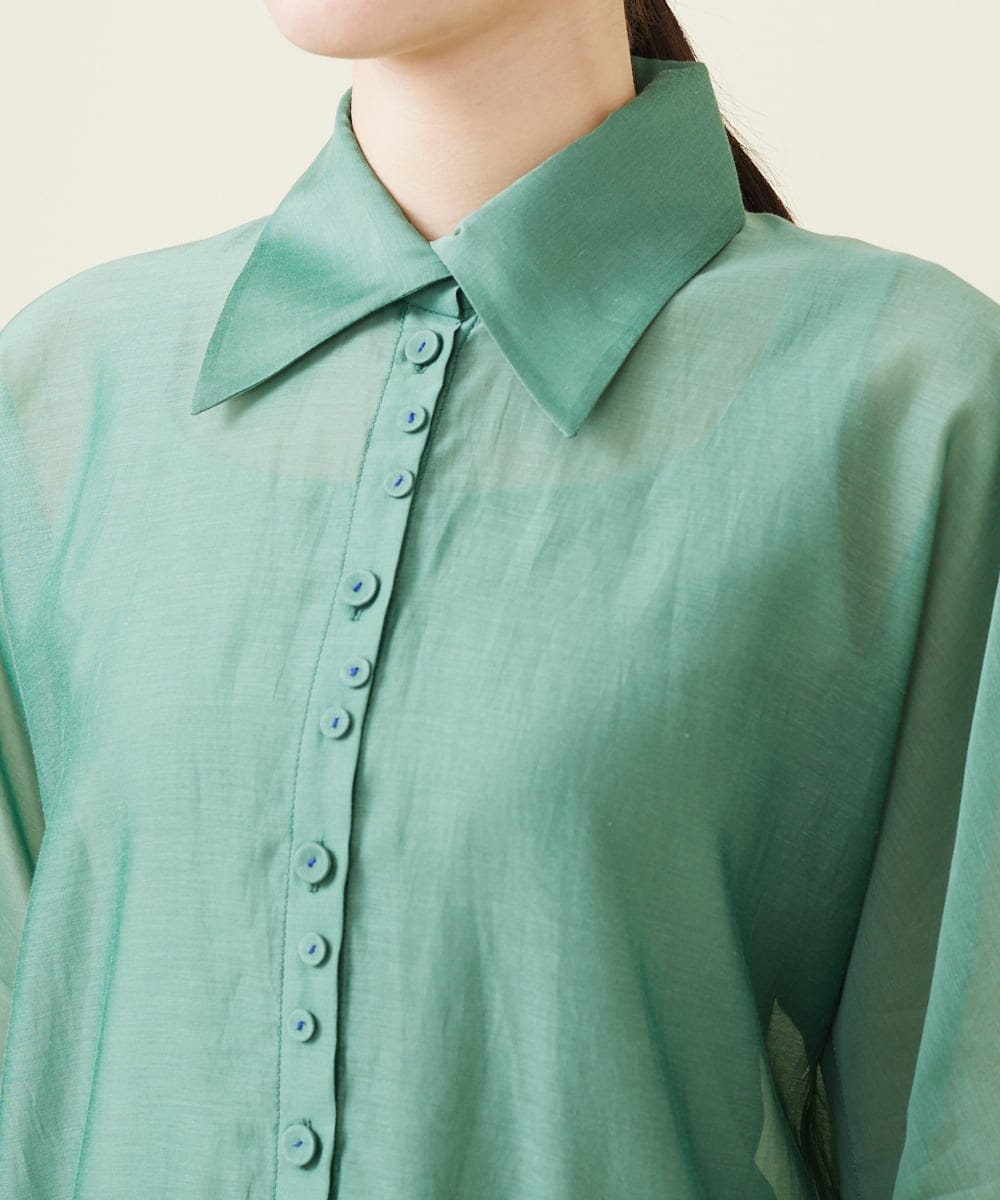 コットンシルクオーガンジーロングシャツ(ブラウス・シャツ) | Sybilla