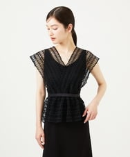 GBBJA02600 Sybilla(シビラ) ケミカルレースジレブラウス ブラック