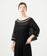 GBBJA06600 Sybilla(シビラ) ハシゴ刺繍シアーブラウス ブラック