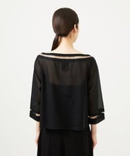 GBBJA06600 Sybilla(シビラ) ハシゴ刺繍シアーブラウス ブラック