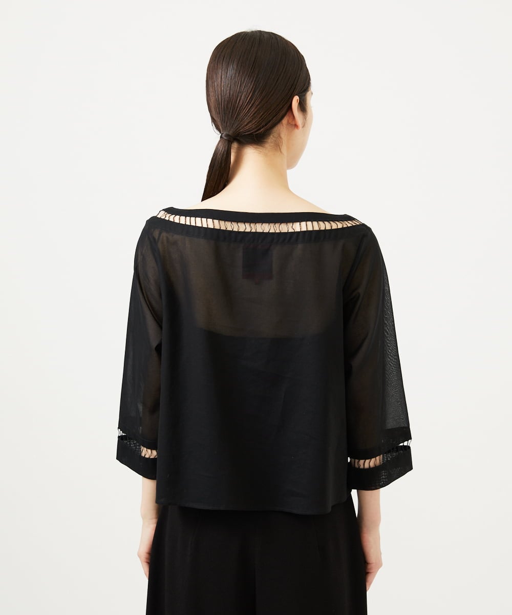 GBBJA06600 Sybilla(シビラ) ハシゴ刺繍シアーブラウス ブラック