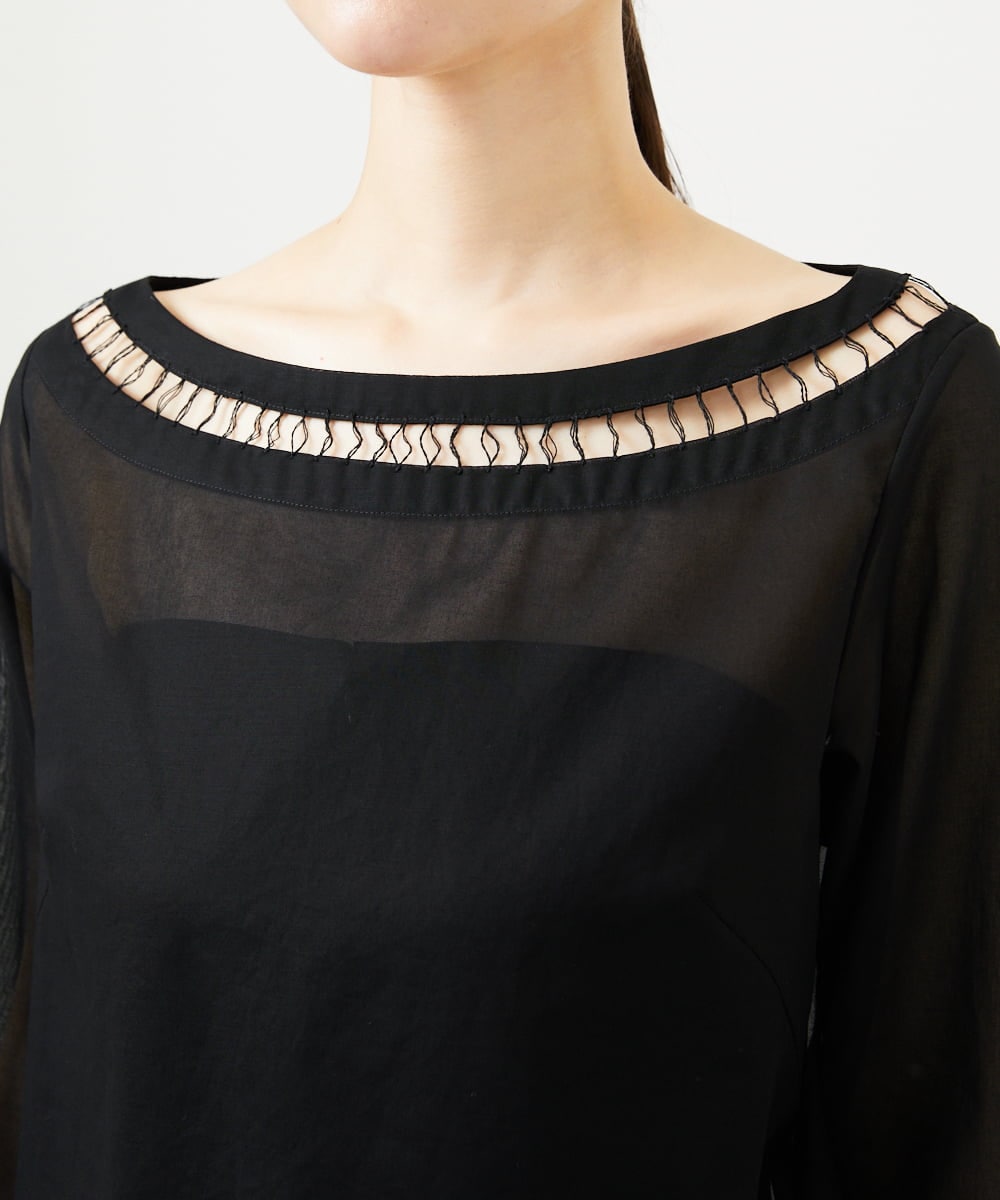 GBBJA06600 Sybilla(シビラ) ハシゴ刺繍シアーブラウス ブラック