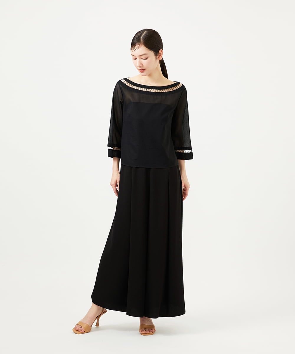 GBBJA06600 Sybilla(シビラ) ハシゴ刺繍シアーブラウス ブラック