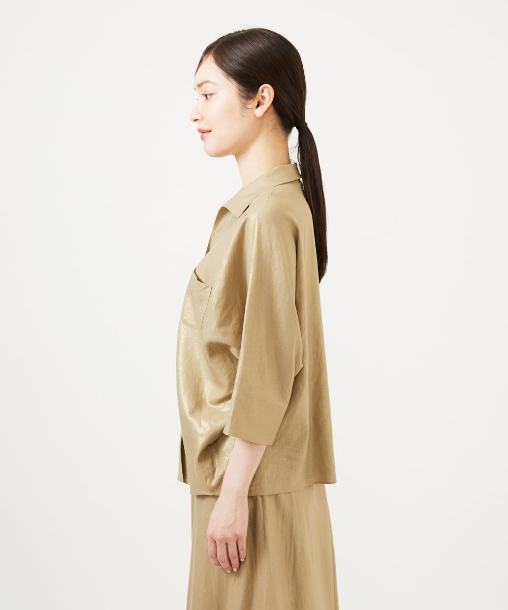 GBBJA07540 Sybilla(シビラ) メタリックリネンシャツ ゴールド