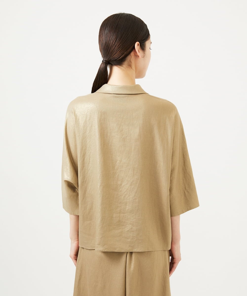GBBJA07540 Sybilla(シビラ) メタリックリネンシャツ ゴールド