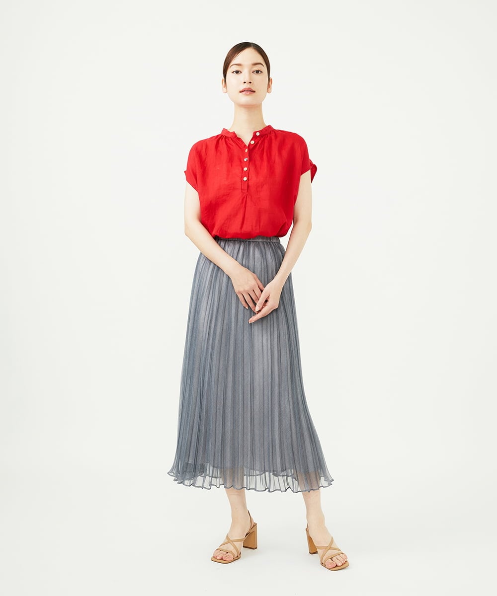 GBBJA42270 Sybilla(シビラ) リネンローンボタンデザインブラウス レッド