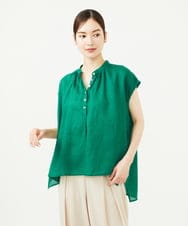 GBBJA42270 Sybilla(シビラ) リネンローンボタンデザインブラウス グリーン