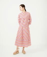 GBBJD01540 Sybilla(シビラ) ストライプボーラーレースブラウス ピンク系