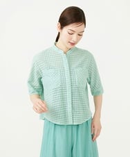 GBBJD30270 Sybilla(シビラ) アイレットレースハーフスリーブブラウス ライトグリーン