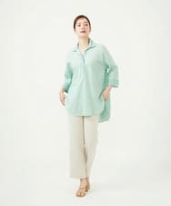 GBBJD31300 Sybilla(シビラ) コットンレースドッキングロングブラウス ライトグリーン
