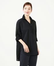 GBBJD31300 Sybilla(シビラ) コットンレースドッキングロングブラウス ブラック